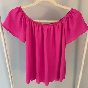 Off the shoulder hot pink blouse